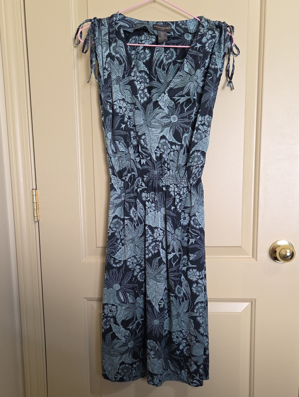 Banana Republic Navy & Light Blue Floral Sleeveless Dress